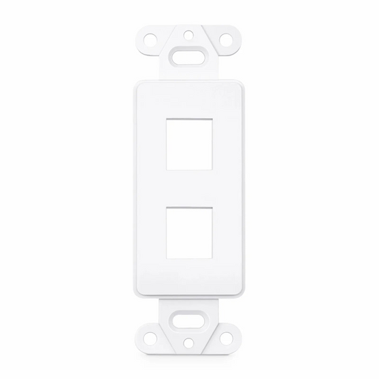 Refurb Squared Faceplate Frame Keystone Insert, 2 Ports, White, 4.09'' x 1.40''