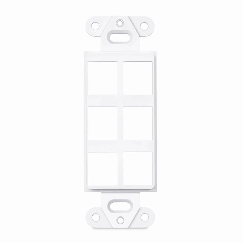 Refurb Squared Faceplate Frame Keystone Insert, 6 Ports, White, 4.09'' x 1.40''
