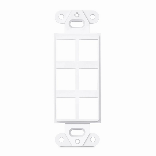 Refurb Squared Faceplate Frame Keystone Insert, 6 Ports, White, 4.09'' x 1.40''