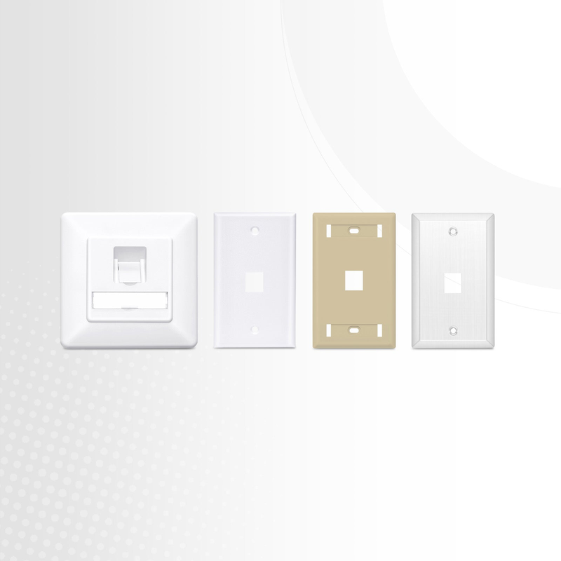 Refurb Squared Single Gang Keystone Faceplate, Label Pockets, 1 Port, White, 4.49'' x 2.76''