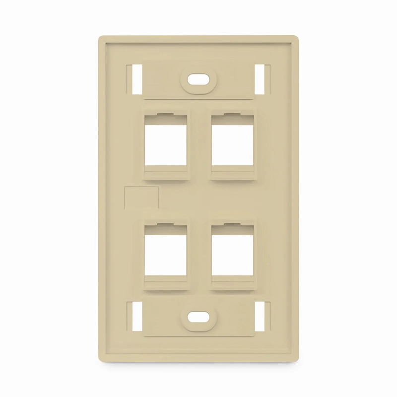 Refurb Squared SyncEase Single Gang Four Port Keystone Faceplate, Label Pockets, Ivory