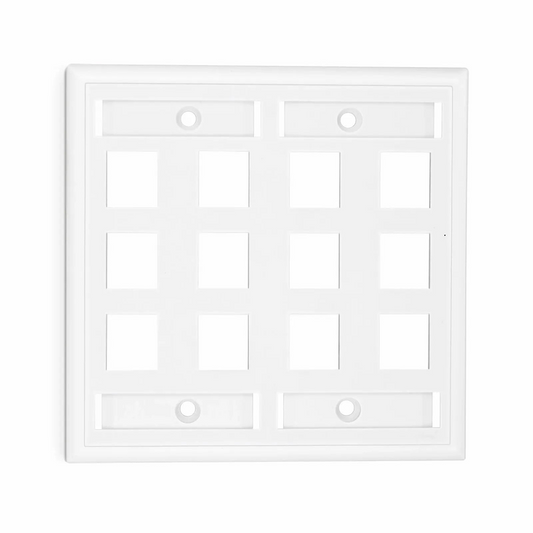 Refurb Squared SyncEase Single Gang Twelve Port Keystone Faceplate, Label Pockets, White