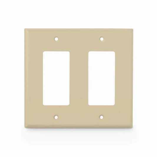 Refurb Squared Dual Gang FFSystem Screwless Faceplate Frame, White, 4.87"x4.94"
