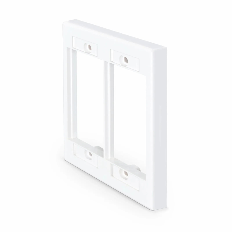 Refurb Squared Dual-Gang MOS Faceplate Frame, White