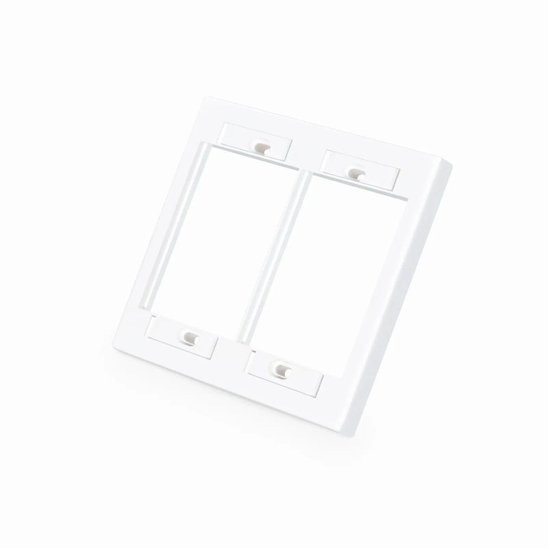 Refurb Squared Dual-Gang MOS Faceplate Frame, White