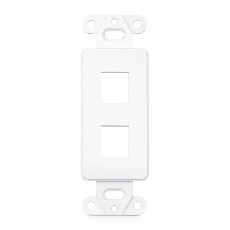 Refurb Squared Faceplate Frame Keystone Insert, 2 Ports, White, 4.09'' x 1.40''