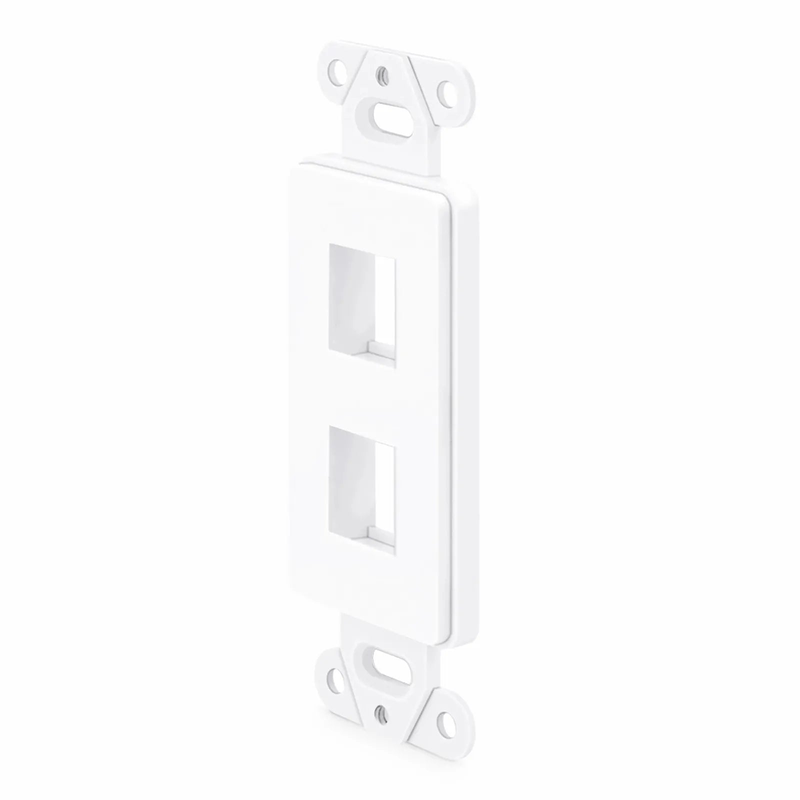 Refurb Squared Faceplate Frame Keystone Insert, 2 Ports, White, 4.09'' x 1.40''