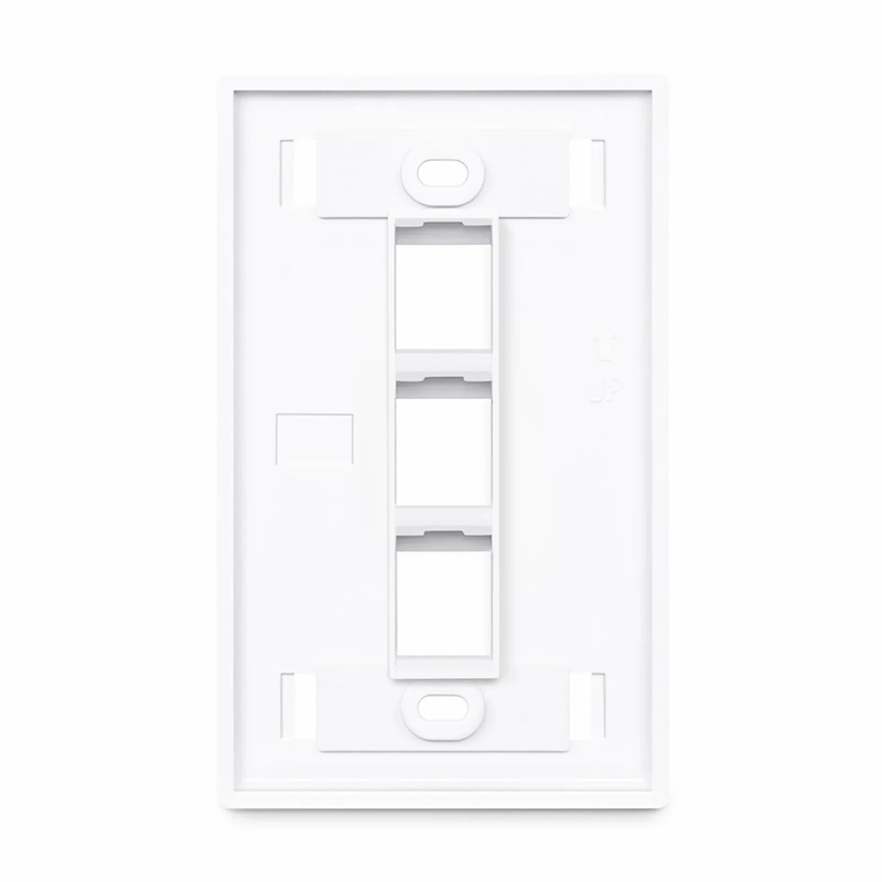 Refurb Squared Single Gang Keystone Faceplate, Label Pockets, 3 Ports, White, 4.49'' x 2.76''