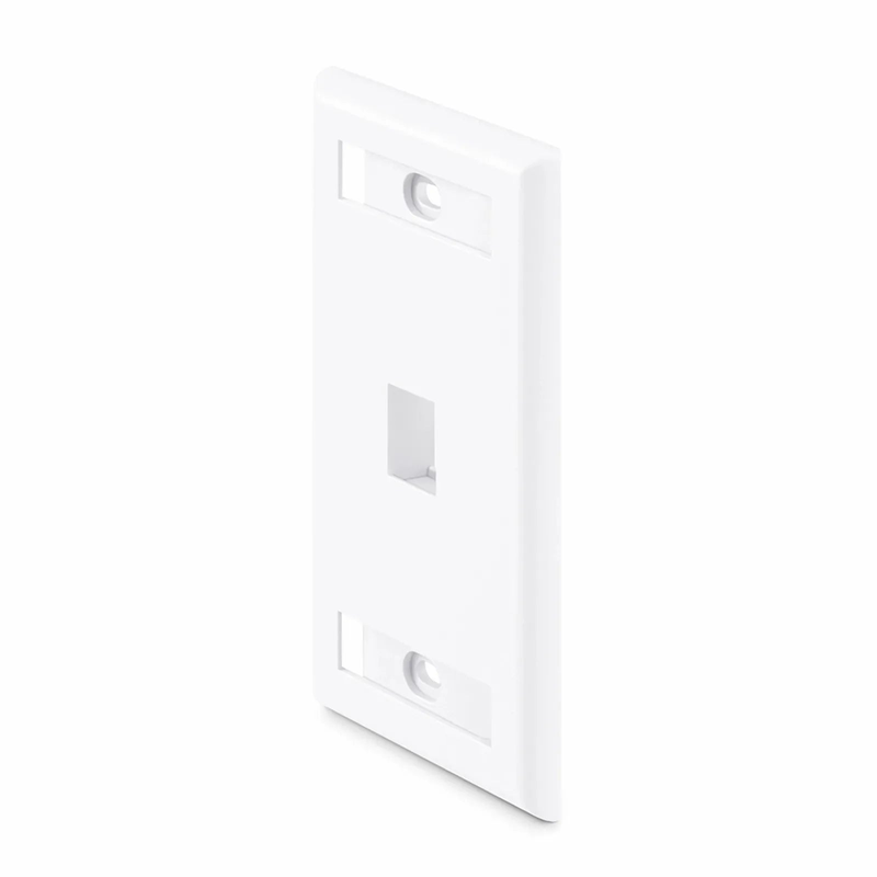 Refurb Squared Single Gang Keystone Faceplate, Label Pockets, 1 Port, White, 4.49'' x 2.76''