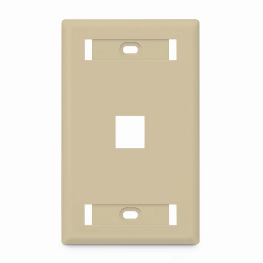 Refurb Squared SyncEase Single Gang One Port Keystone Faceplate, Label Pockets, Ivory