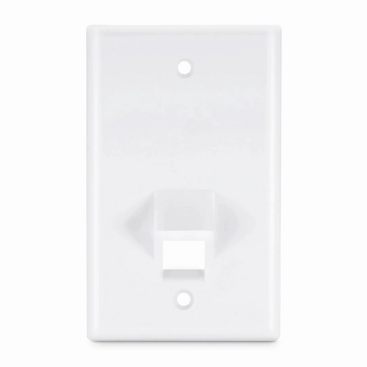 Refurb Squared SyncEase One Port Keystone Single Gang Wall Plate, White