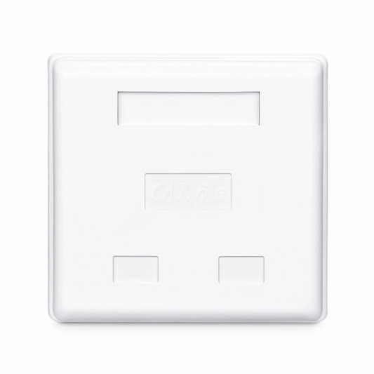 Refurb Squared Cat6a RJ45 Shielded Surface Mount Box, 2 Ports, White