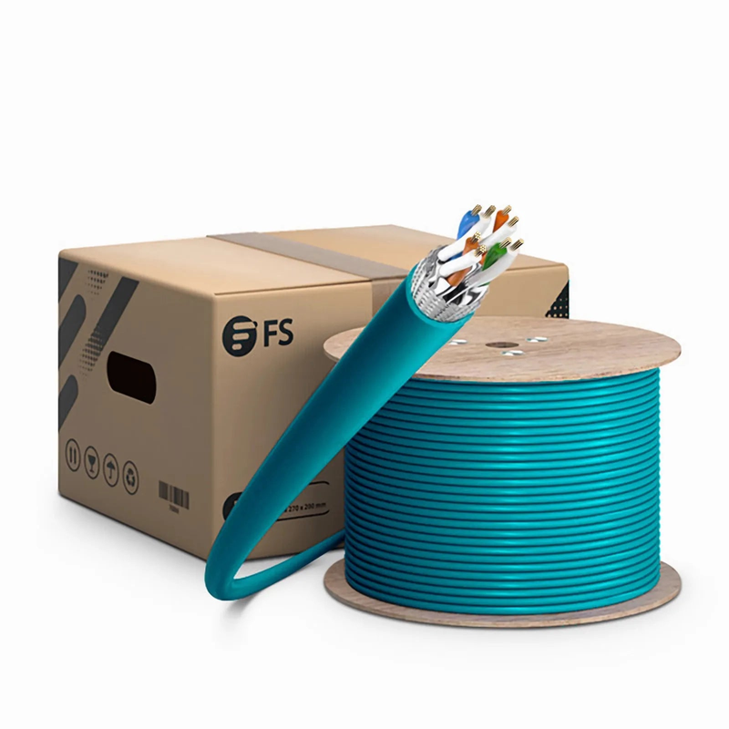 Refurb Squared Cat6a Industrial Ethernet Bulk Cable, 1000ft (305m), 26AWG Stranded Pure Bare Copper Wire, 750MHz, Shielded (S/FTP), PUR, with Reel