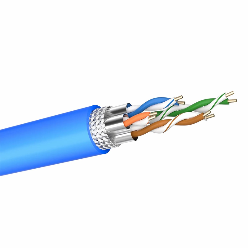 Refurb Squared Cat6a Ethernet Bulk Cable, 1000ft (305m), 23AWG Solid Pure Bare Copper Wire, 750MHz, Shielded (S/FTP), PVC CMR, with Reel (Blue)