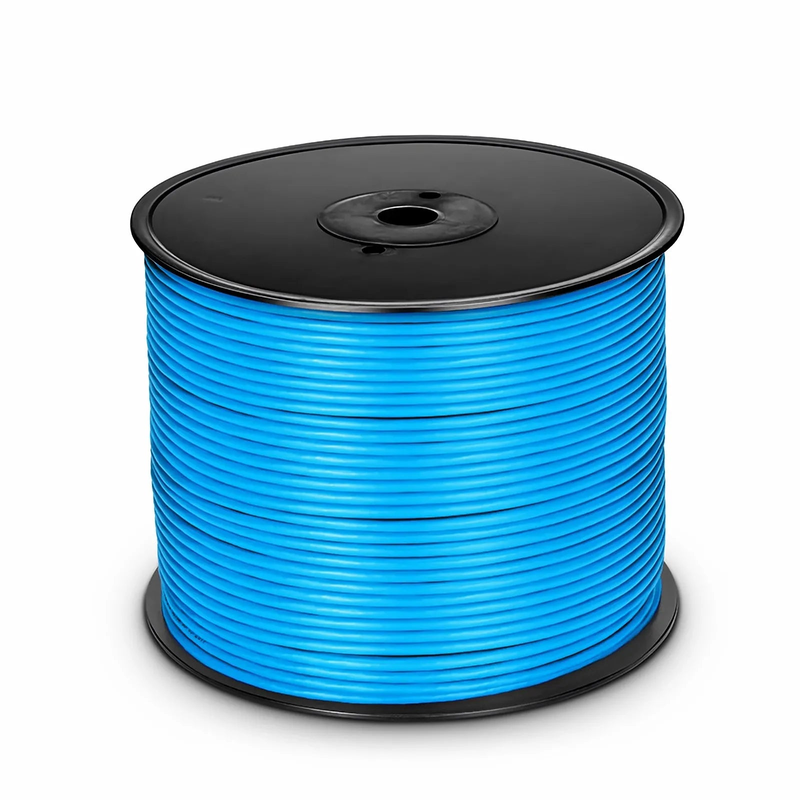 Refurb Squared Cat6 Ethernet Bulk Cable, 1000ft (305m), 23AWG Solid Pure Bare Copper Wire, 550MHz, Unshielded (UTP), PVC CMP, with Reel (Blue)