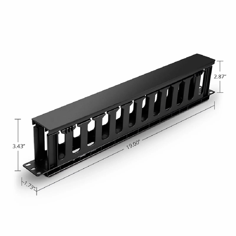 Refurb Squared Horizontal Single Sided Manager, 1RU, Finger Duct with Cover, 3.43 in. Depth