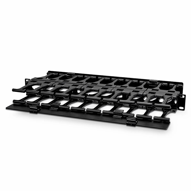 Refurb Squared Horizontal Dual Sided High Capacity Cable Manager, 1RU, Finger Duct with Cover, 9.07 in. Depth