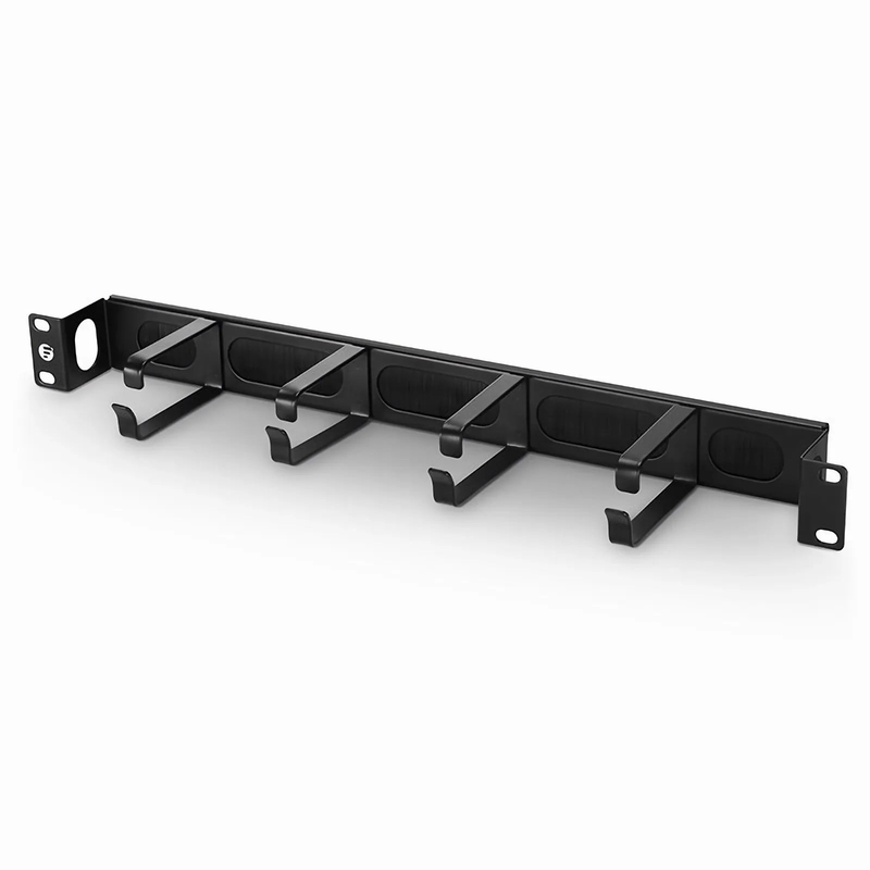 Refurb Squared Recessed Horizontal Single Sided Pass-Thru Manager, 1RU, 4 D-rings & Brush Strip, 3.46 in. Depth