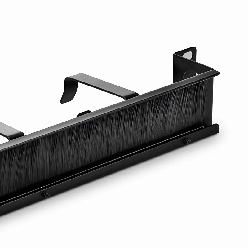 Refurb Squared Recessed Horizontal Single Sided Pass-Thru Manager, 1RU, 4 D-rings & Brush Strip, 3.46 in. Depth