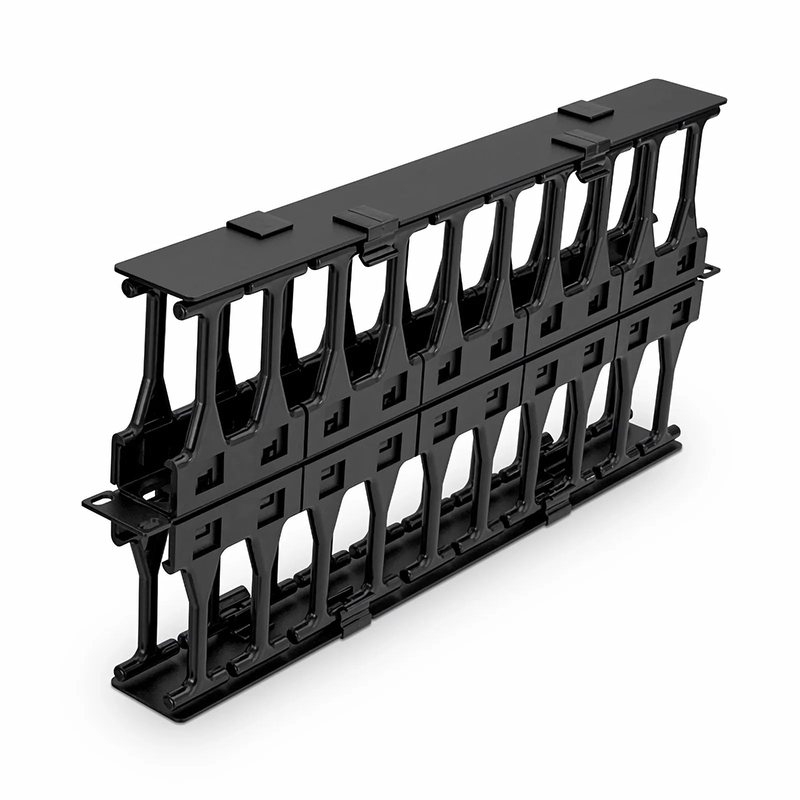 Refurb Squared Horizontal Dual Sided High Capacity Cable Manager, 1RU, Finger Duct with Cover, 9.07 in. Depth