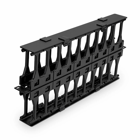 Refurb Squared Horizontal Dual Sided High Capacity Cable Manager, 1RU, Finger Duct with Cover, 9.07 in. Depth