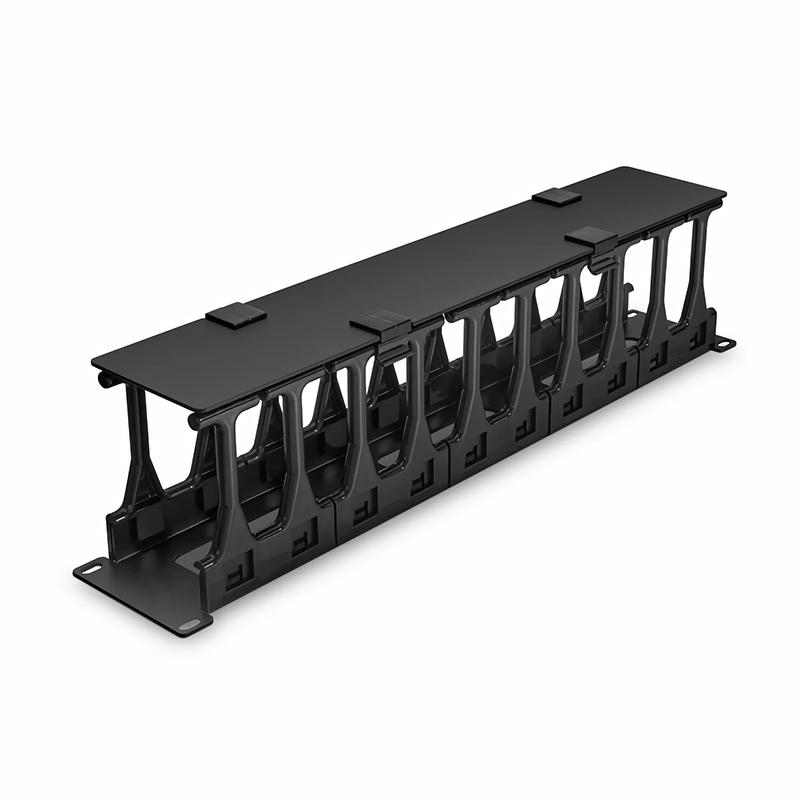 Refurb Squared Horizontal Single Sided High Capacity Cable Manager, 2RU, Finger Duct with Cover, 4.56 in. Depth