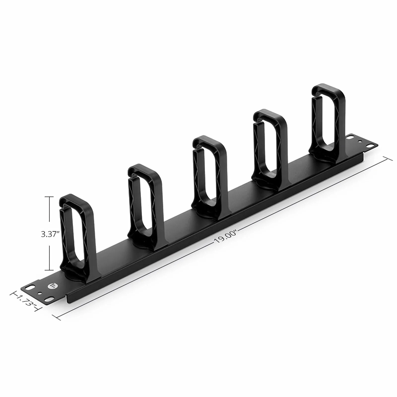 Refurb Squared Horizontal Single Sided Manager, 1RU, 5 Snap-in D-Rings, 3.37 in. Depth
