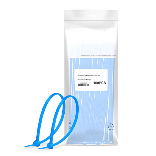 Refurb Squared 100-Pack 4in.L x 0.1in.W Self-Locking Nylon Cable Ties, Blue