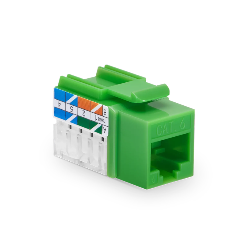 Refurb Squared Cat6 RJ45 (8P8C) Unshielded Punch Down Keystone Jack Module, Green, 12Pcs/Pack
