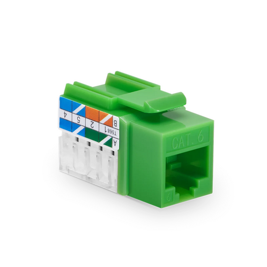 Refurb Squared Cat6 RJ45 (8P8C) Unshielded Punch Down Keystone Jack Module, Green, 12Pcs/Pack