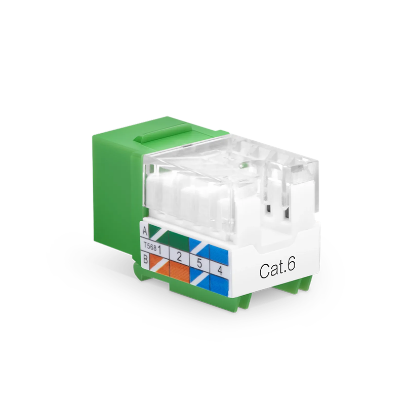 Refurb Squared Cat6 RJ45 (8P8C) Unshielded Punch Down Keystone Jack Module, Green, 12Pcs/Pack