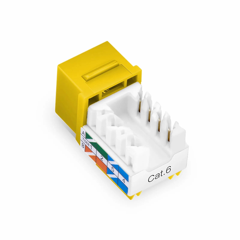 Refurb Squared Cat6 RJ45 (8P8C) Unshielded Punch Down Keystone Jack Module, Yellow, 12Pcs/Pack
