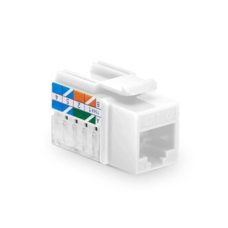 Refurb Squared Cat6 RJ45 (8P8C) Unshielded Punch Down Keystone Jack Module, White, 12Pcs/Pack