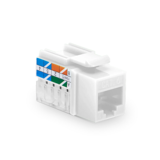 Refurb Squared Cat6 RJ45 (8P8C) Unshielded Punch Down Keystone Jack Module, White, 12Pcs/Pack