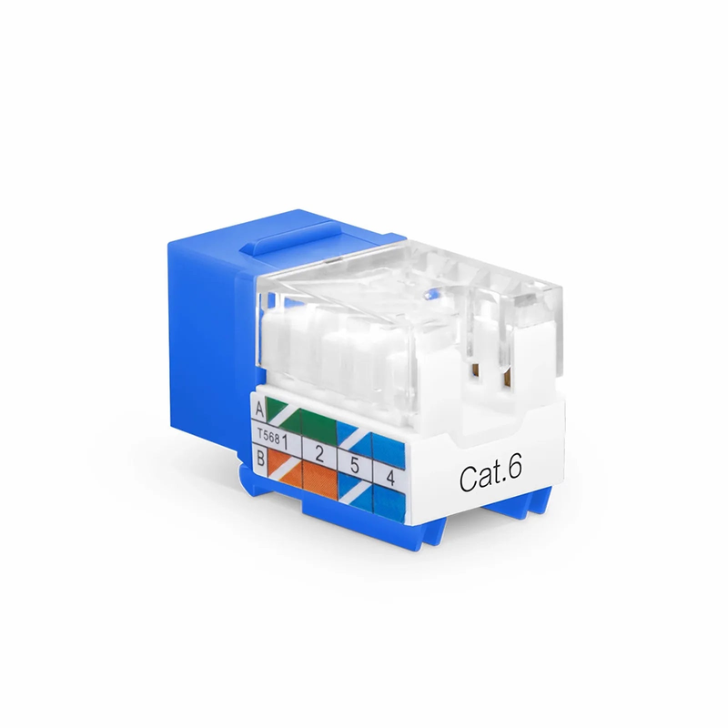 Refurb Squared Cat6 RJ45 (8P8C) Unshielded Punch Down Keystone Jack Module, Blue, 12Pcs/Pack