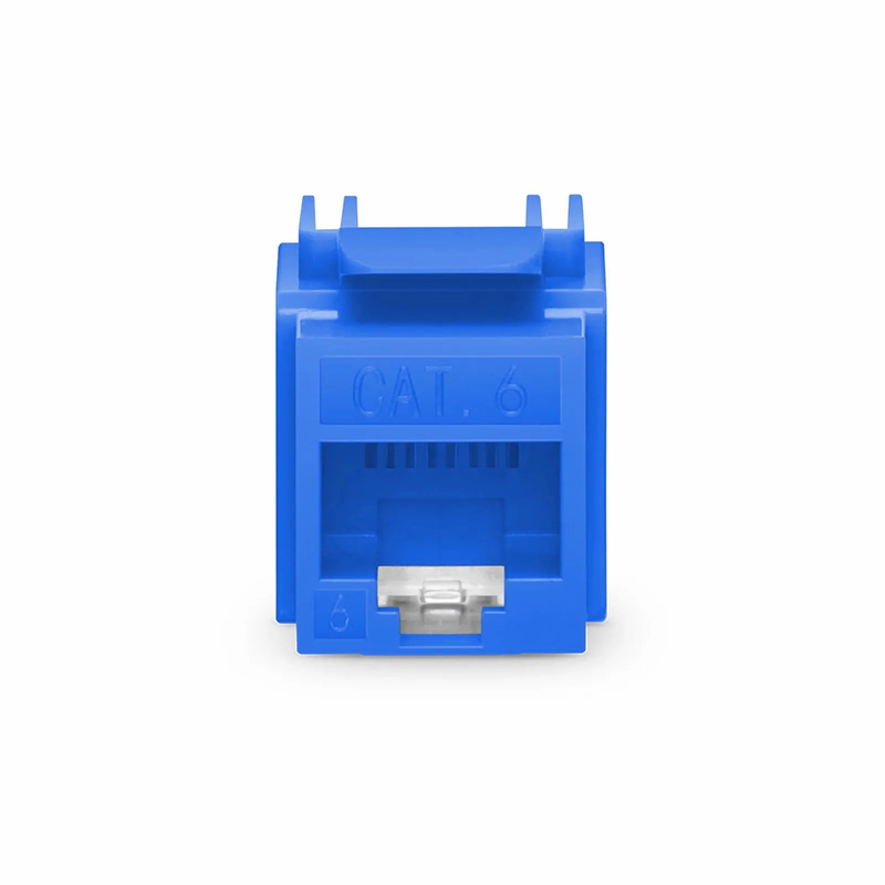 Refurb Squared Cat6 RJ45 (8P8C) Unshielded Punch Down Keystone Jack Module, Blue, 12Pcs/Pack
