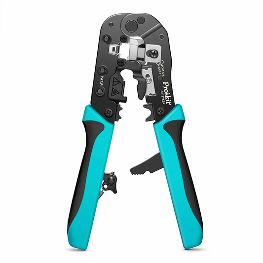 Refurb Squared Pro'sKitA® All-in-one Modular Tool, Wire Stripper Cutter Crimper for Cat5/5e Cat6/6a Cat7 Modular Plugs with Dovetail Clip