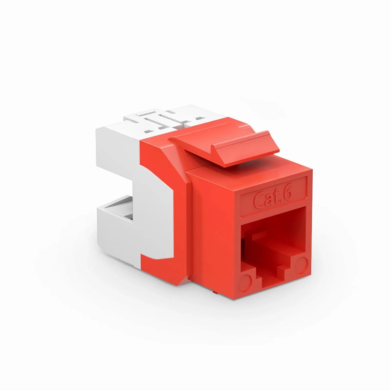 Refurb Squared Cat6 RJ45 (8P8C) Unshielded Punch Down Keystone Jack Module, Red (10 pcs/Pack)