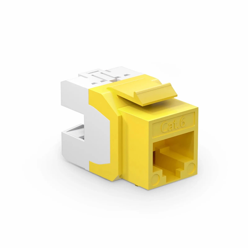 Refurb Squared Cat6 RJ45 (8P8C) Unshielded Punch Down Keystone Jack Module, Yellow (10 pcs/Pack)