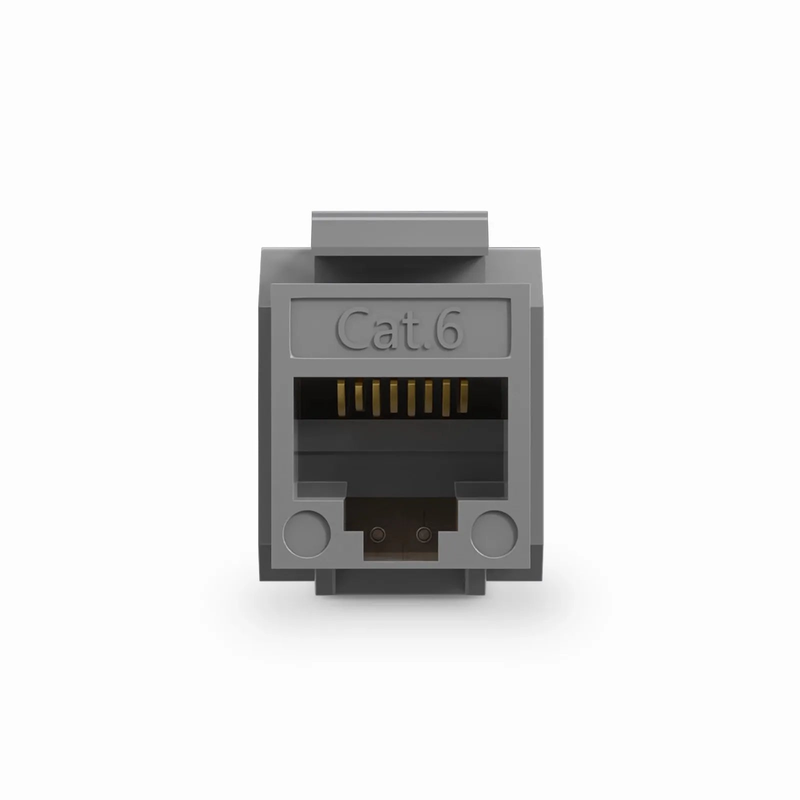 Refurb Squared Cat6 RJ45 (8P8C) Unshielded Punch Down Keystone Jack Module, Gray (10 pcs/Pack)
