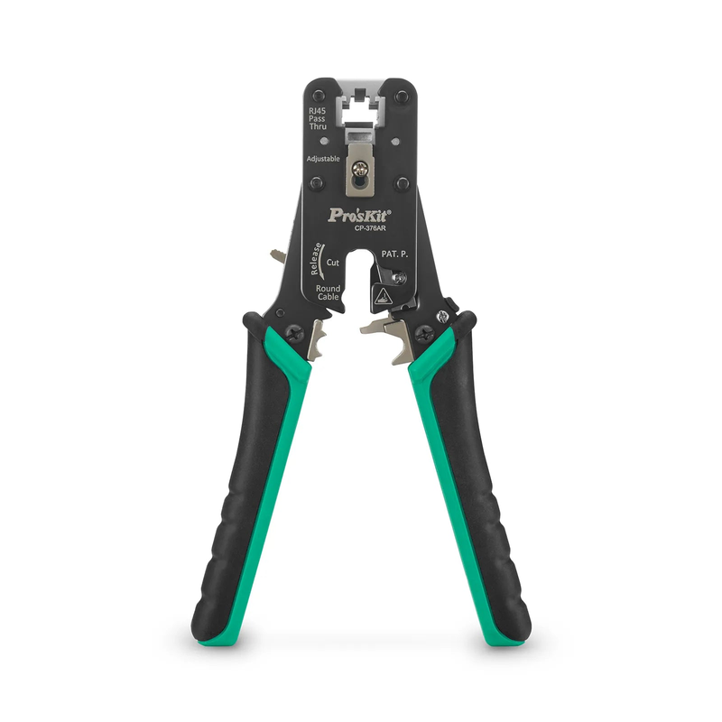 Refurb Squared Cat5/6/7 RJ45 Pass-Through Professional Modular Crimper with Built-in Wire Cutter and Stripper