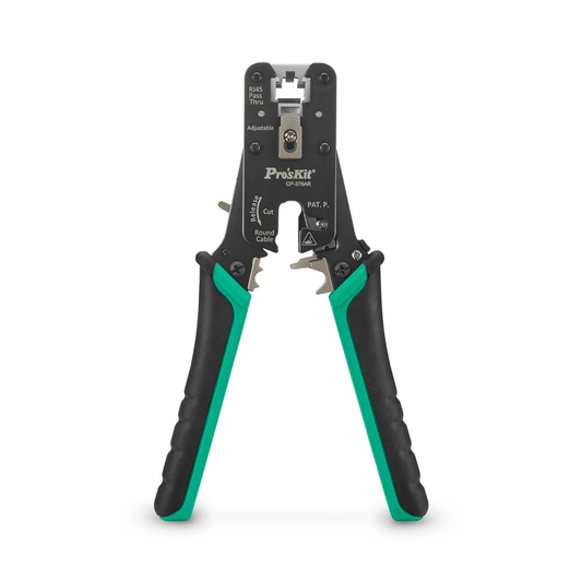 Refurb Squared Cat5/6/7 RJ45 Pass-Through Professional Modular Crimper with Built-in Wire Cutter and Stripper