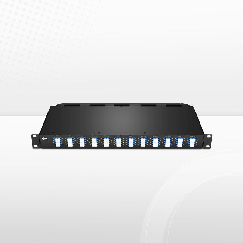 FHU™ 1U MTP®-LC Cassette, OM4 Multimode, Universal, 96 Fibers, 12 x MTP®-8 (Male) to 24 x LC Quad (Aqua), 0.35dB Max.