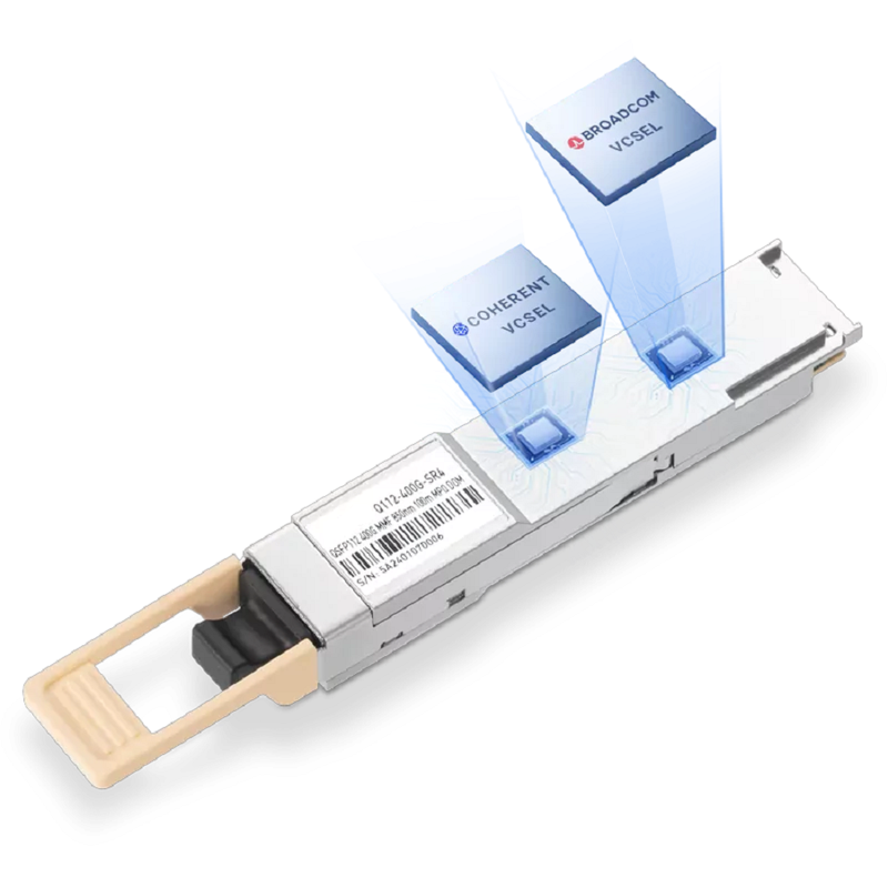 Cisco Compatible Coherent VCSEL & Broadcom DSP 400GBASE-SR4 QSFP112 PAM4 850nm 100m MTP/MPO-12 APC MMF Optical Transceiver Module SFPS