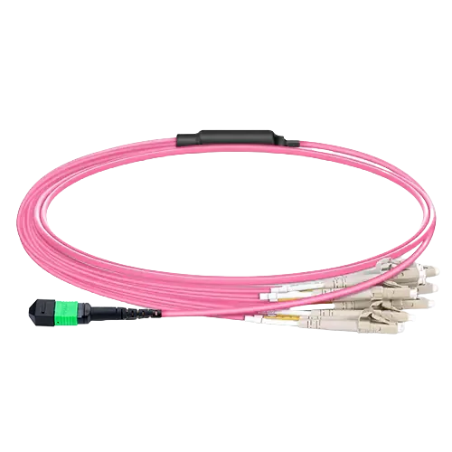 5m (16ft) MPO-16 APC (Female) to 8x LC Duplex UPC Multimode (OM4) Harness, Type B, LSZH, Magenta SFPS