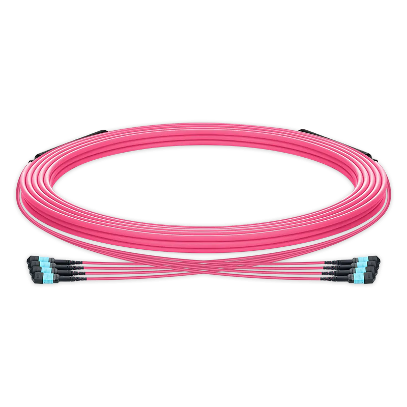 65m (213ft) Pre-terminated MPO trunk cable, 48 Fibers, 4 x MPO-12 UPC (Male) to 4 x MPO-12 UPC (Male) Multimode (OM4) Type B, LSZHÃƒÂ¯Ã‚Â¼Ã‹â€ OFNRÃƒÂ¯Ã‚Â¼Ã¢â‚¬Â°, 0.35dB Max, Magenta, breakout 80cm SFPS