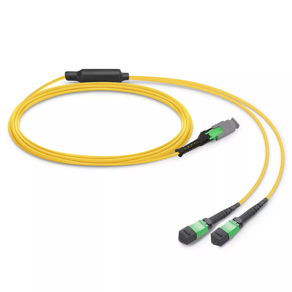 7m (23ft) MMC Breakout Cable, MMC-16 APC (Female) to 2 x MPO-8 APC (Female), 16 Fibers, Single Mode (OS2), Jumper Polarity, OFNP, 2.5mm, Max IL ÃƒÂ¢Ã¢â‚¬Â°Ã‚Â¤ 0.35dB, Yellow SFPS