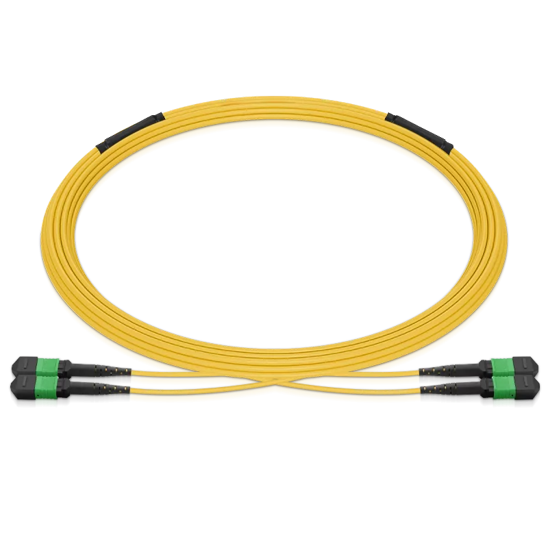 60m (197ft) Pre-terminated MPO 2x2 Shuffle Trunk Cable, 16 Fibers, 2xMPO-8 APC (Male) to 2xMPO-8 APC (Male), Single Mode (OS2), Type 2, LSZH, 0.35dB Max, Breakout 80cm, Yellow SFPS