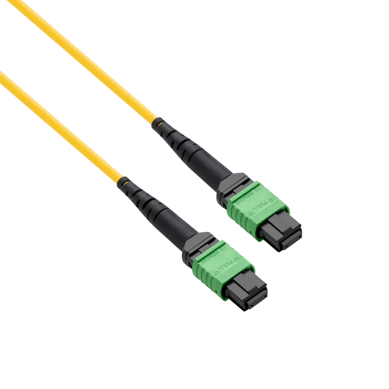5m (16ft) Pre-terminated MPO 2x2 Shuffle Trunk Cable, 16 Fibers, 2xMPO-8 APC Male to 2xMPO-8 APC Male, Single Mode (OS2), Type 2, LSZH, 0.35dB Max, Breakout 80cm, Yellow SFPS