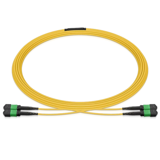 10m (33ft) MPO 2x2 Shuffle Breakout Cable, 16 Fibers, 2xMPO-8 APC (Female) to 2xMPO-8 APC (Female), Single Mode (OS2), Type 2, LSZH, 3.0mm, Max IL Ã¢â€°Â¤ 0.35dB, Yellow SFPS